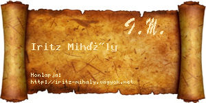Iritz Mihály névjegykártya